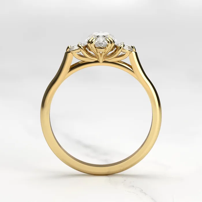 Marquise Moissanite Ring With Accent Stones three stone ring Capucinne Rings