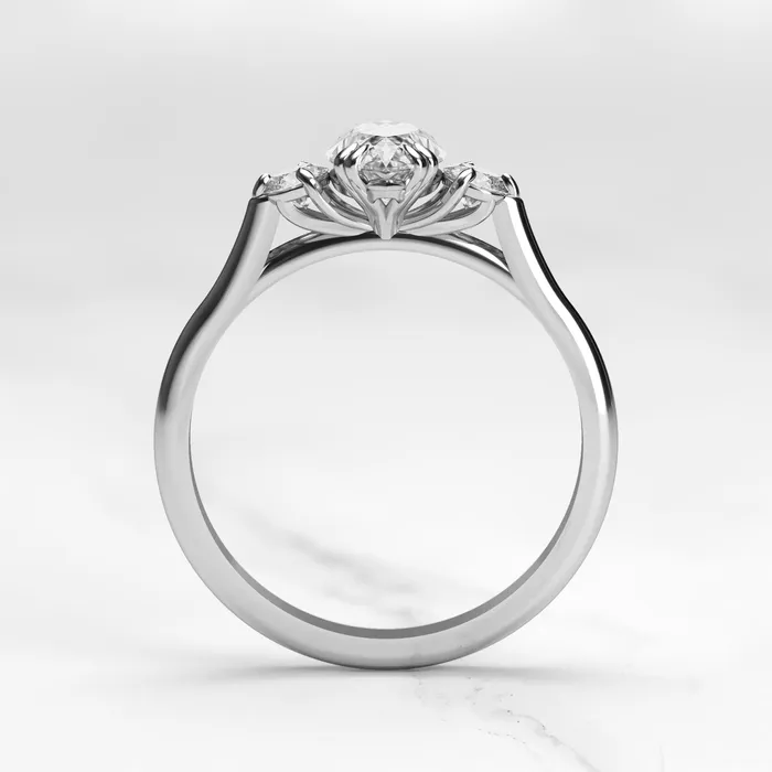 Marquise Moissanite Ring With Accent Stones three stone ring Capucinne Rings