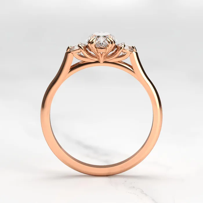Marquise Moissanite Ring With Accent Stones three stone ring Capucinne Rings