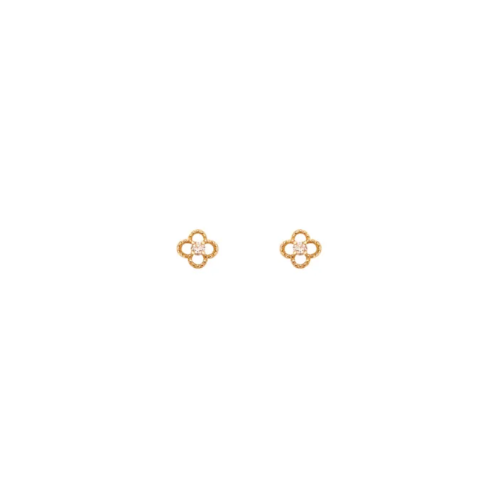 Michella Earrings Michella 18 Ct Gold Diamond Flower Earring Basic