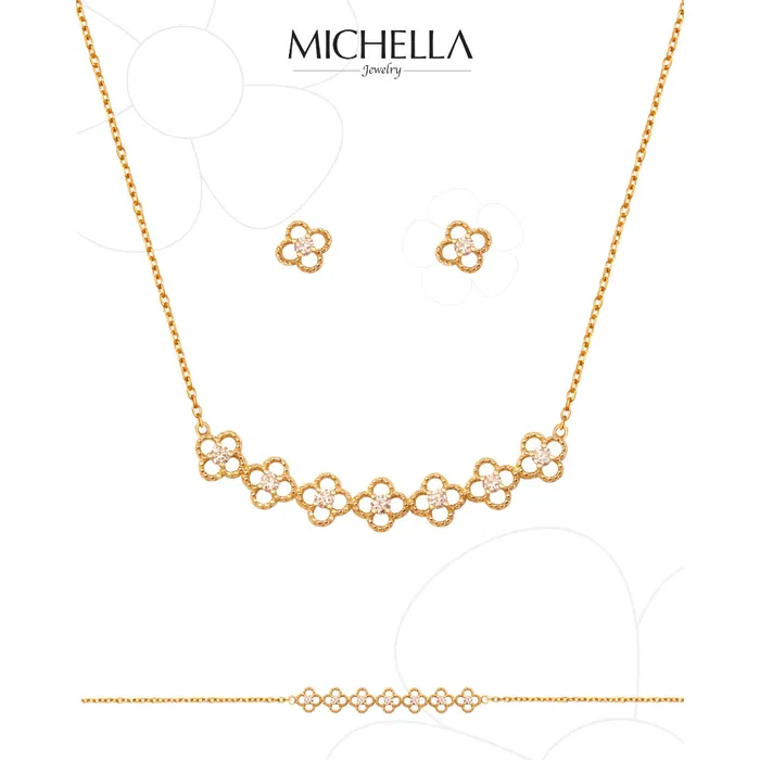 Michella Earrings Michella 18 Ct Gold Diamond Flower Earring Basic