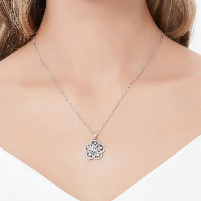 Necklaces BERRICLE Flower CZ Pendant Necklace in Sterling Silver