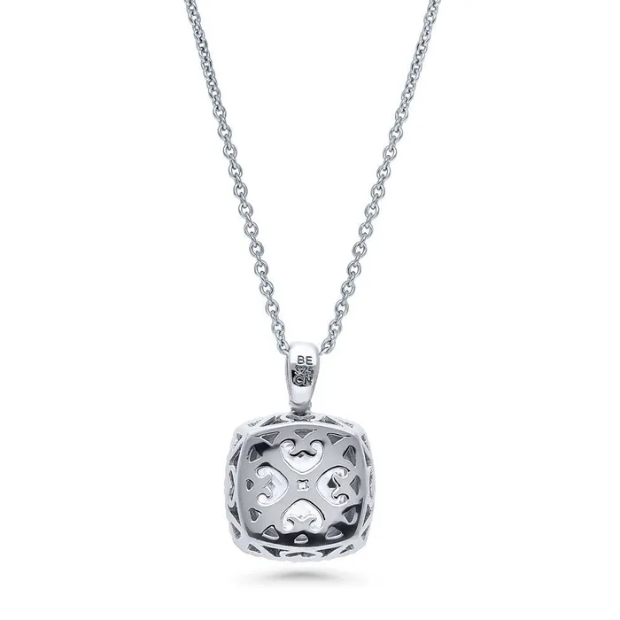 Necklaces BERRICLE Halo Cushion CZ Necklace in Sterling Silver