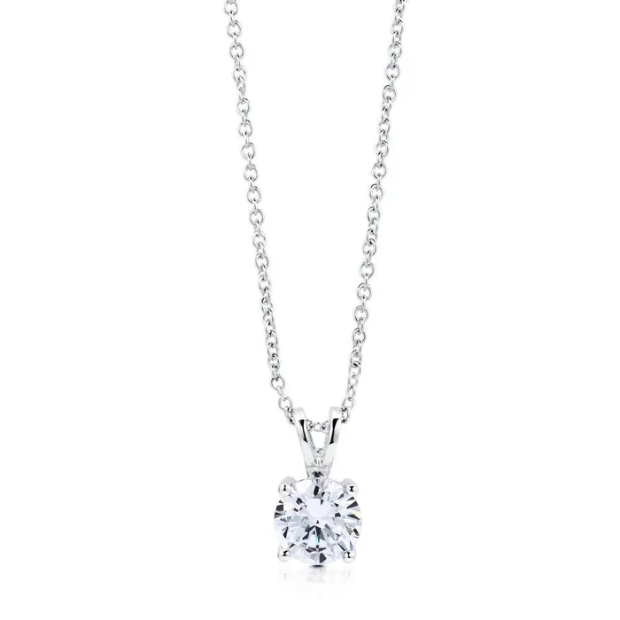 Necklaces BERRICLE Solitaire 09ct CZ Necklace in Sterling Silver