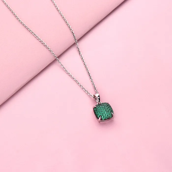 Necklaces BERRICLE Square CZ Pendant Necklace in Sterling Silver
