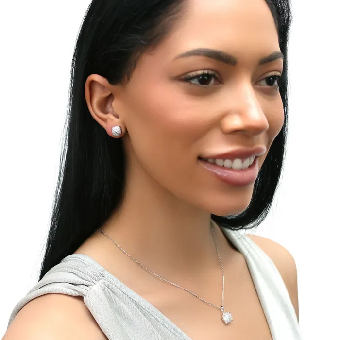 Necklaces BERRICLE Square CZ Pendant Necklace in Sterling Silver