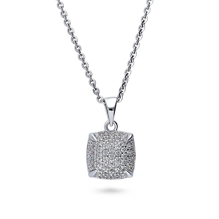 Necklaces BERRICLE Square CZ Pendant Necklace in Sterling Silver