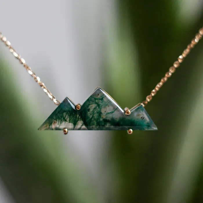 Necklaces Capucinne MountainCut Two Top Moss Agate Necklace