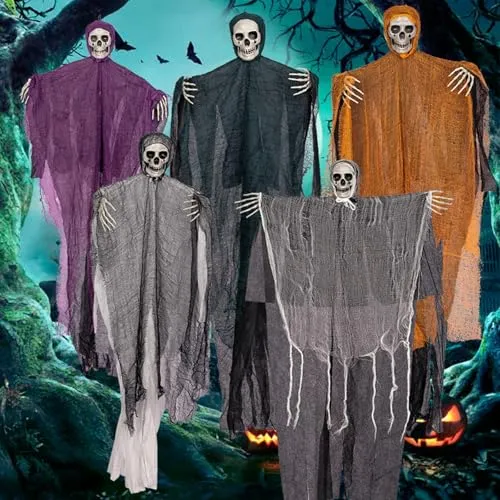Necklaces Dropshipped via Social Commerce Network bnf 5X Halloween Hanging Decorations Flying Ghosts Skeleton for Indoor Room TreeFiguresStatues