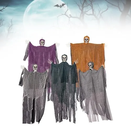 Necklaces Dropshipped via Social Commerce Network bnf 5X Halloween Hanging Decorations Flying Ghosts Skeleton for Indoor Room TreeFiguresStatues