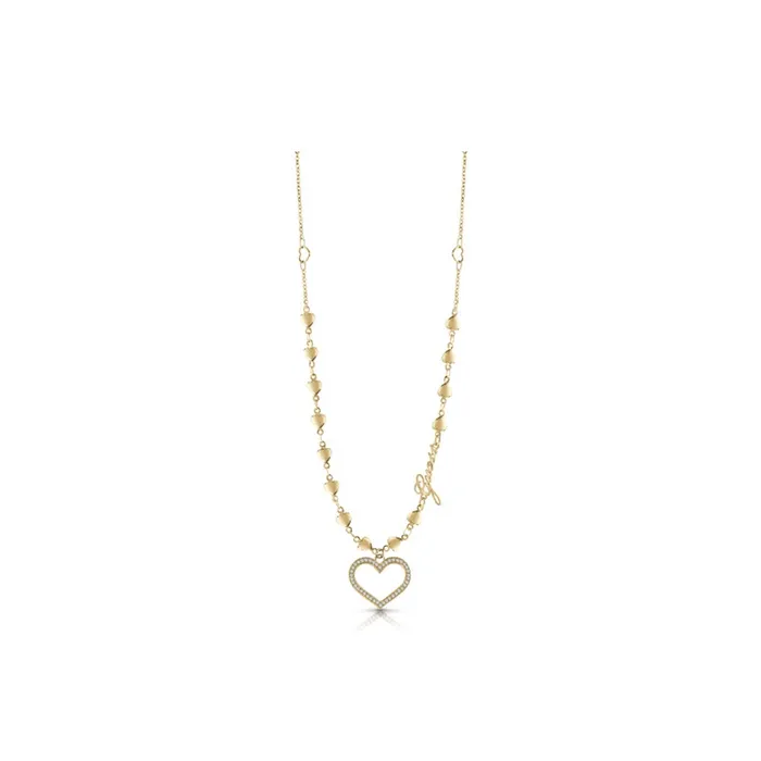 Necklaces Guess GuessNecklace Ip Gold With Stone Heart Frame Pendant Design Necklaces Guess GuessNecklace Ip Gold With Stone Heart Frame Pendant Design
