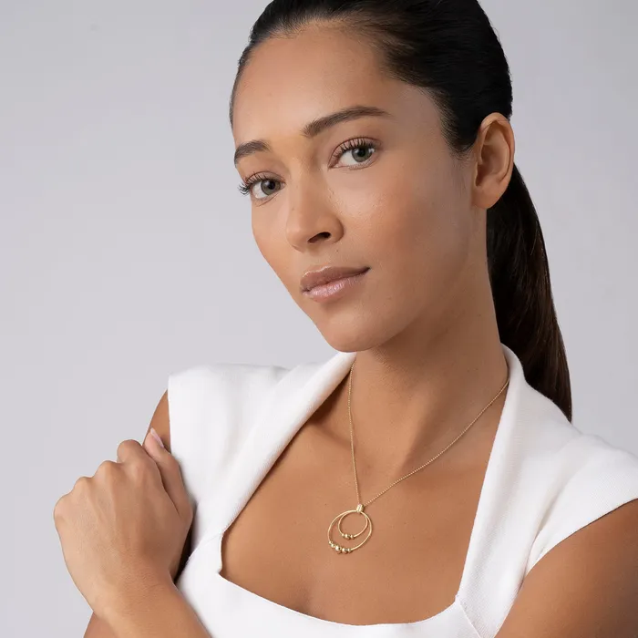 Necklaces Lagos Caviar Gold 18K Gold Double Circle Bead Pendant Necklace