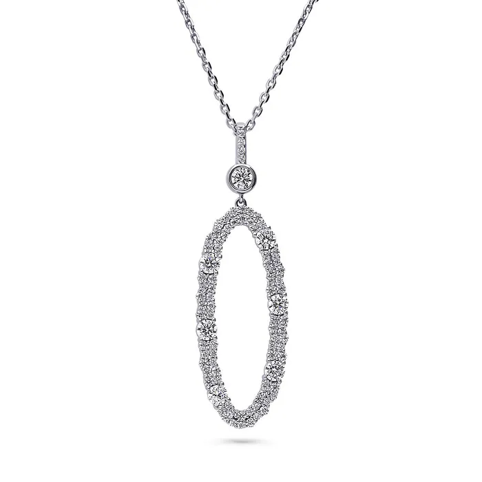 Necklaces Open Oval Cluster CZ Necklace in Sterling Silver BERRICLE