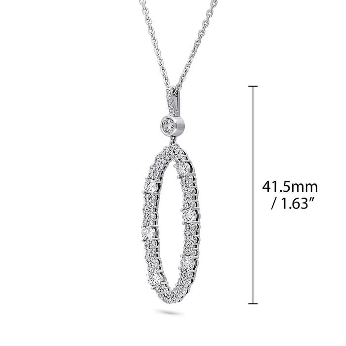 Necklaces Open Oval Cluster CZ Necklace in Sterling Silver BERRICLE