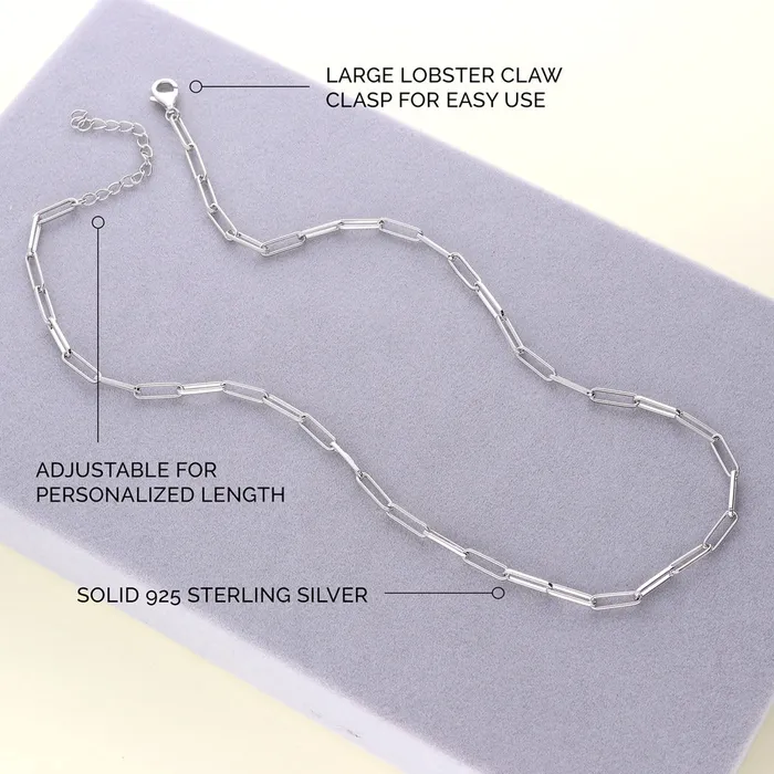 Necklaces Paperclip Link Chain Necklace in Sterling Silver 3mm BERRICLE