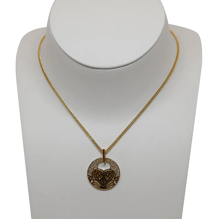Necklaces Rochas Ladies Necklace Ip Gold With Round Cutted With Heart In Mid Crystal Pendant Rochas Necklaces Rochas Ladies Necklace Ip Gold With Round Cutted With Heart In Mid Crystal Pendant Rochas