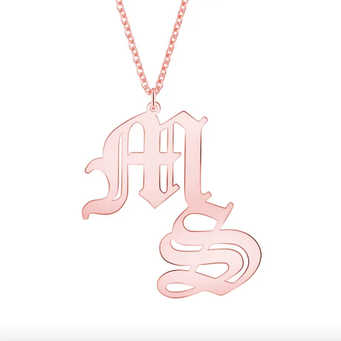 Old English Two Initial Name Necklace Novalico Necklaces Old English Two Initial Name Necklace Novalico Necklaces
