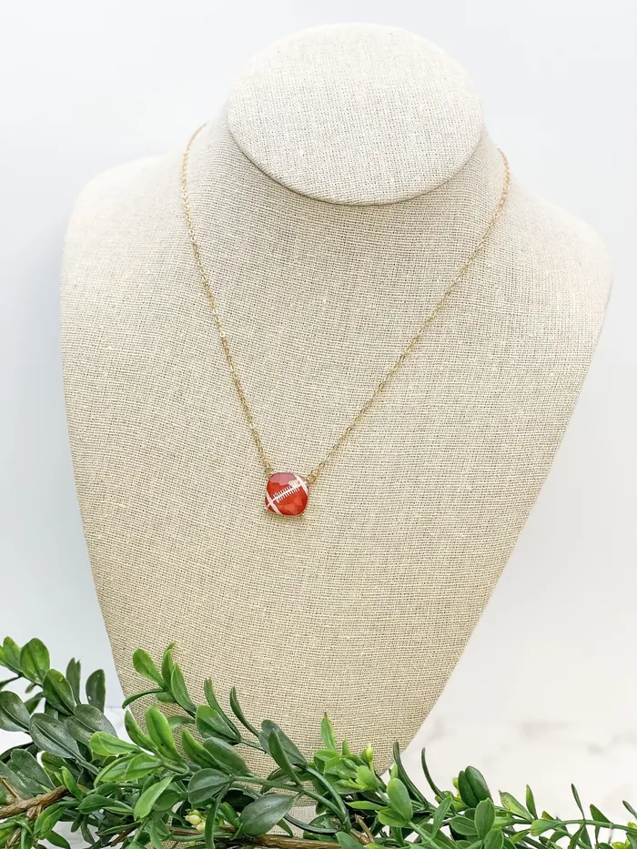 Prep Obsessed RNK Necklaces Football Printed Pendant Necklace
