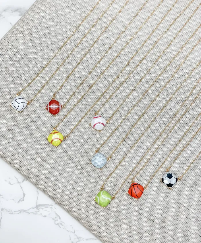 Prep Obsessed RNK Necklaces Football Printed Pendant Necklace