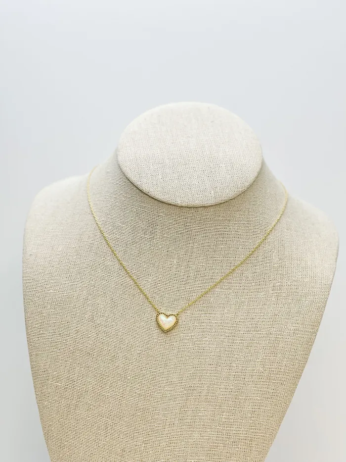 Prep Obsessed SB Bright GoldDipped Heart Charm Necklace White Necklaces