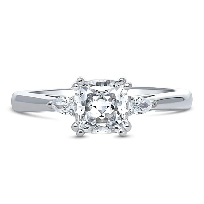 Rings BERRICLE 3Stone 125ct Cushion CZ Ring in Sterling Silver