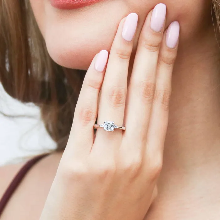 Rings BERRICLE 3Stone 125ct Cushion CZ Ring in Sterling Silver