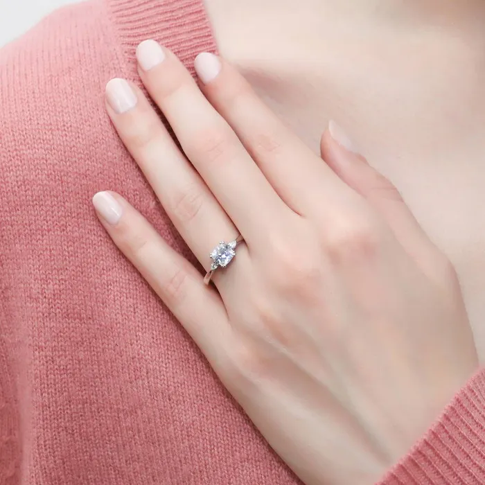 Rings BERRICLE 3Stone 125ct Cushion CZ Ring in Sterling Silver