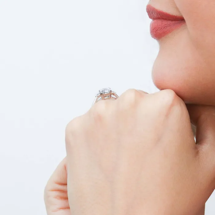 Rings BERRICLE 3Stone 125ct Cushion CZ Ring in Sterling Silver