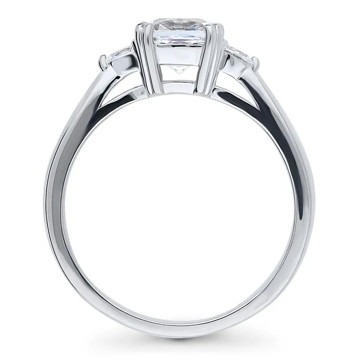 Rings BERRICLE 3Stone 125ct Cushion CZ Ring in Sterling Silver