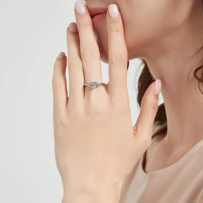 Rings BERRICLE 3Stone Heart 07ct Heart CZ Ring Set in Sterling Silver