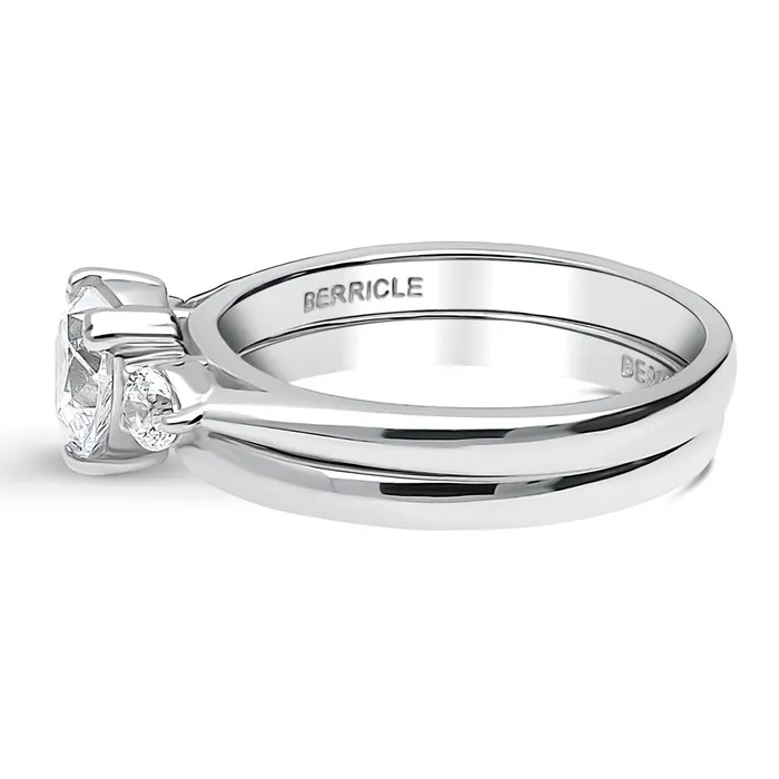 Rings BERRICLE 3Stone Heart 07ct Heart CZ Ring Set in Sterling Silver