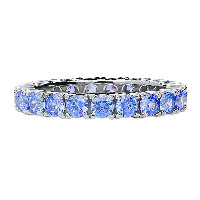 Rings BERRICLE Blue CZ Eternity Ring in Sterling Silver