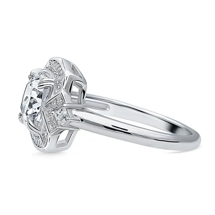 Rings BERRICLE Halo Arrow Cushion CZ Ring in Sterling Silver