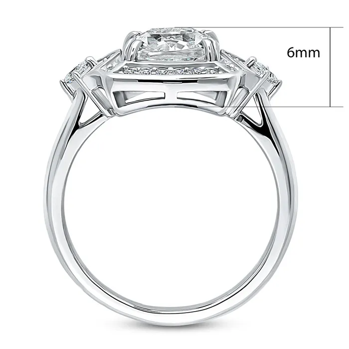 Rings BERRICLE Halo Arrow Cushion CZ Ring in Sterling Silver