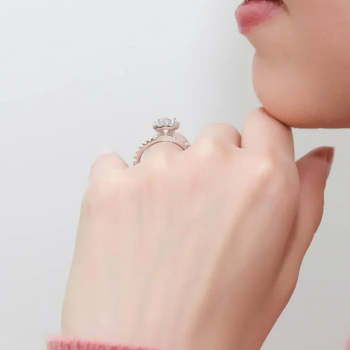 Rings BERRICLE Halo Cushion CZ Ring Set in Sterling Silver
