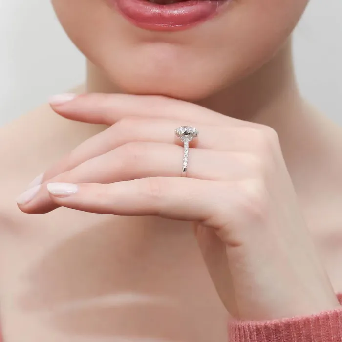 Rings BERRICLE Halo Cushion CZ Ring Set in Sterling Silver
