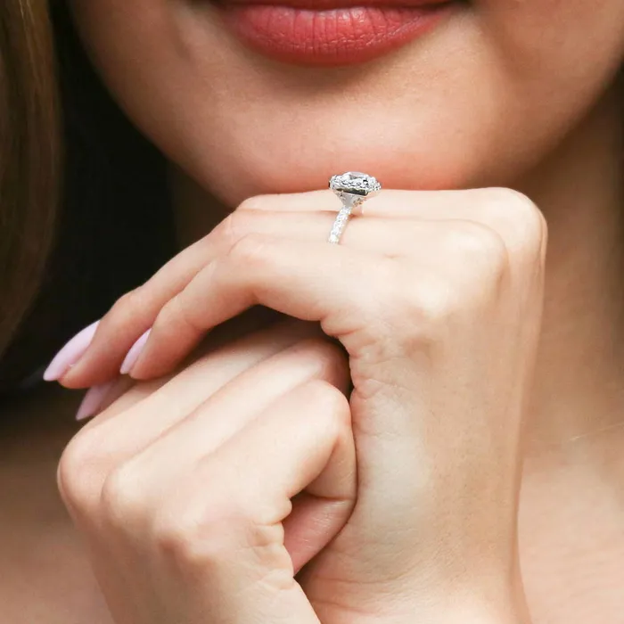 Rings BERRICLE Halo Cushion CZ Ring Set in Sterling Silver