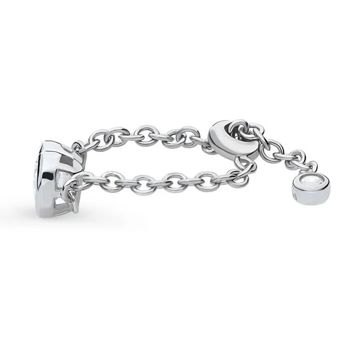 Rings BERRICLE Solitaire Bezel Heart CZ Chain Ring in Sterling Silver 07ct