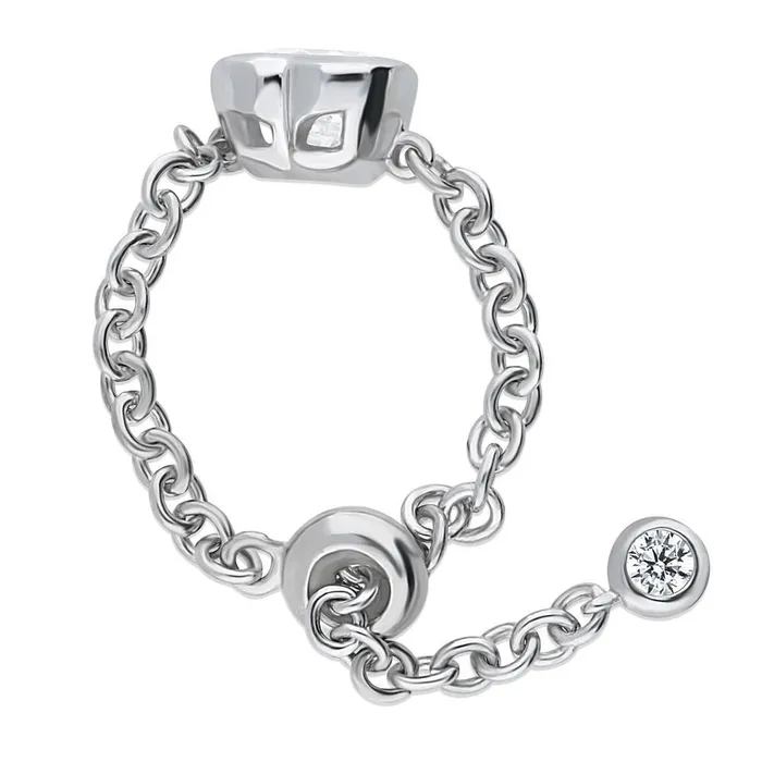 Rings BERRICLE Solitaire Bezel Heart CZ Chain Ring in Sterling Silver 07ct