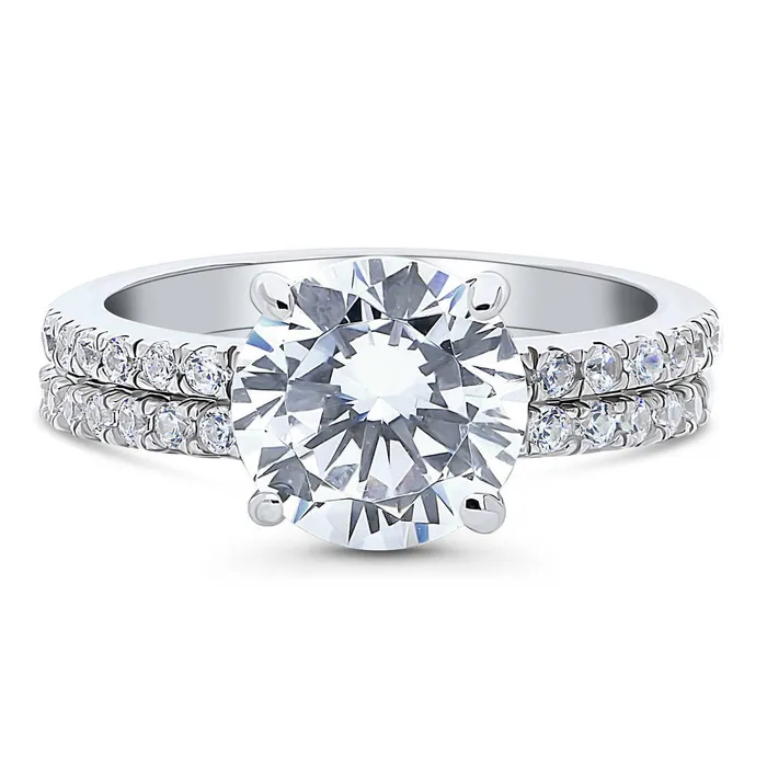 Rings BERRICLE Solitaire Hidden Halo 27ct CZ Ring Set in Sterling Silver