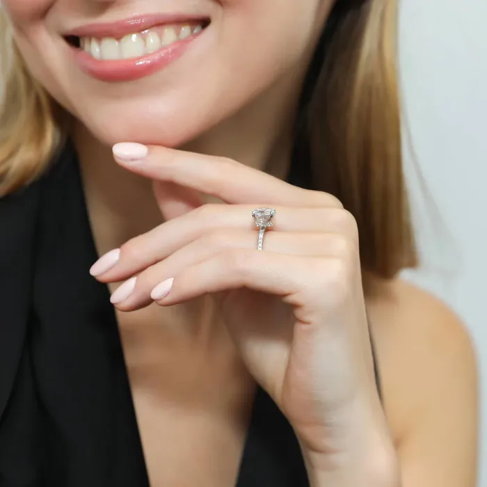 Rings BERRICLE Solitaire Hidden Halo 27ct CZ Ring Set in Sterling Silver