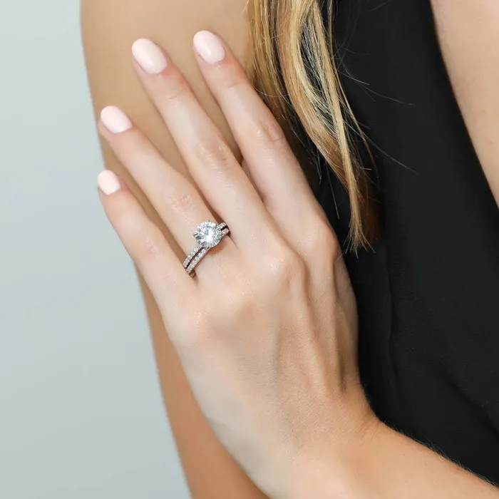 Rings BERRICLE Solitaire Hidden Halo 27ct CZ Ring Set in Sterling Silver