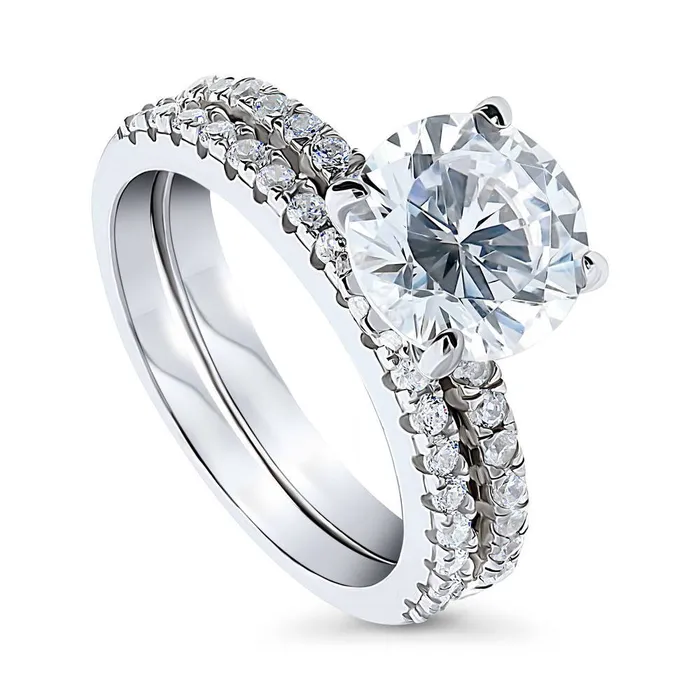 Rings BERRICLE Solitaire Hidden Halo 27ct CZ Ring Set in Sterling Silver