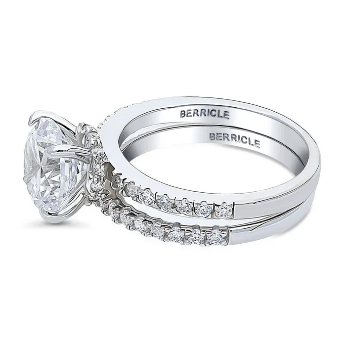 Rings BERRICLE Solitaire Hidden Halo 27ct CZ Ring Set in Sterling Silver
