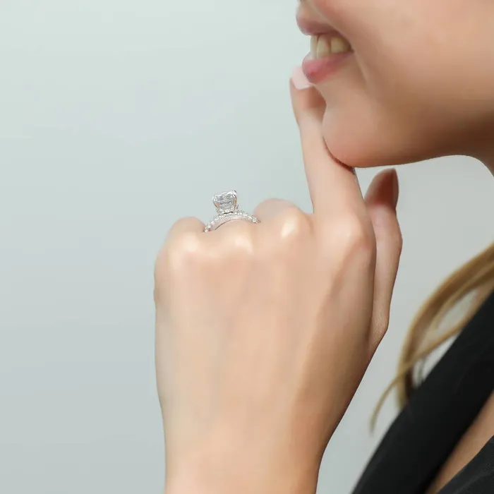 Rings BERRICLE Solitaire Hidden Halo 27ct CZ Ring Set in Sterling Silver