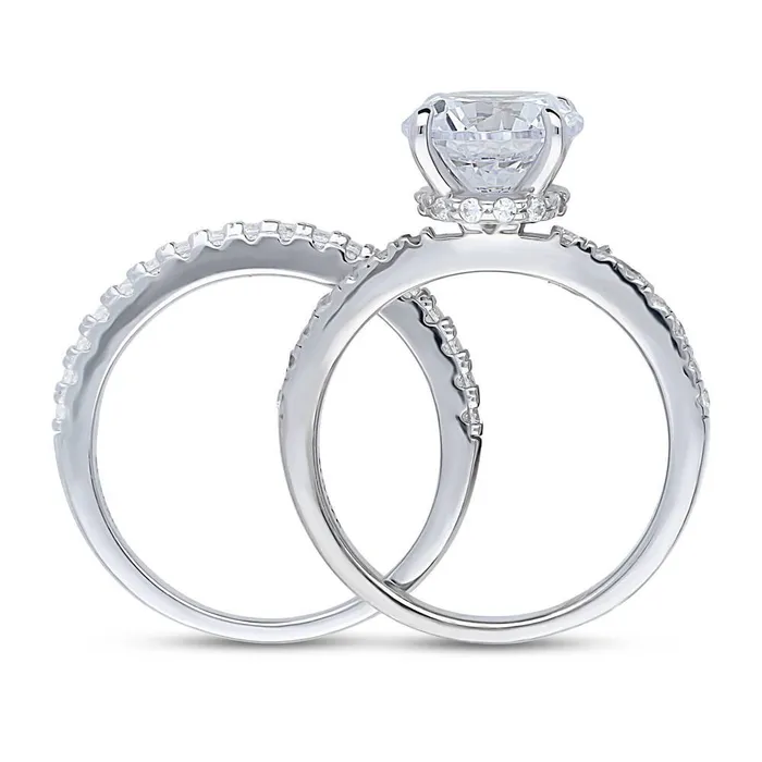 Rings BERRICLE Solitaire Hidden Halo 27ct CZ Ring Set in Sterling Silver