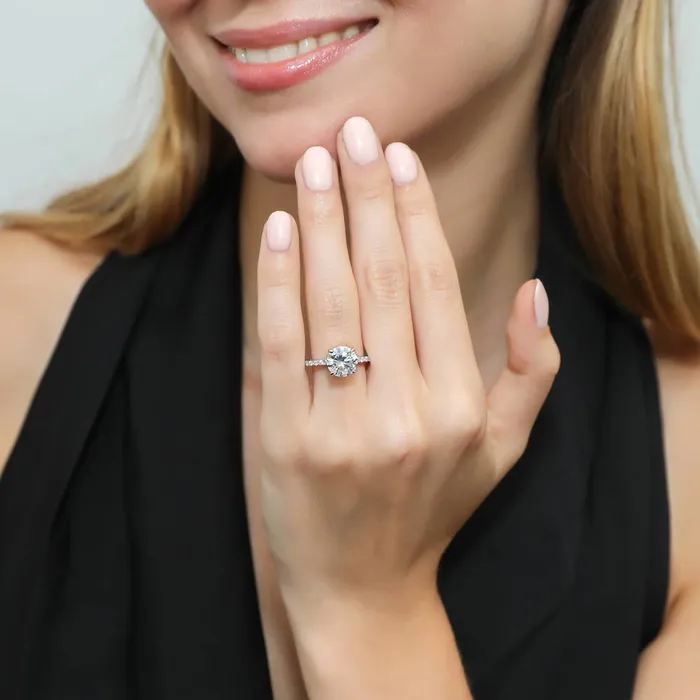 Rings BERRICLE Solitaire Hidden Halo 27ct CZ Ring Set in Sterling Silver