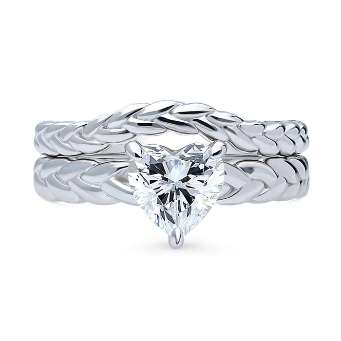 Rings BERRICLE Woven Solitaire 11ct CZ Ring Set in Sterling Silver