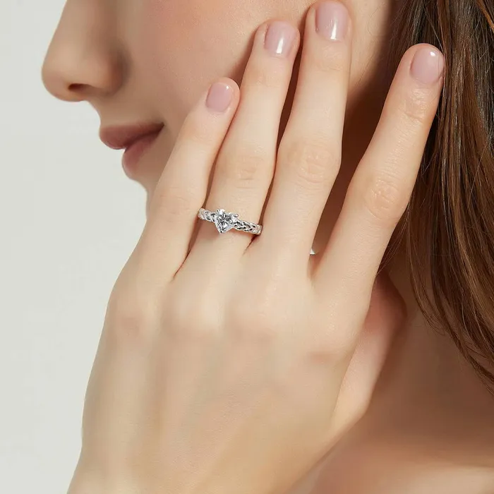 Rings BERRICLE Woven Solitaire 11ct CZ Ring Set in Sterling Silver