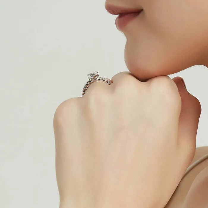 Rings BERRICLE Woven Solitaire 11ct CZ Ring Set in Sterling Silver